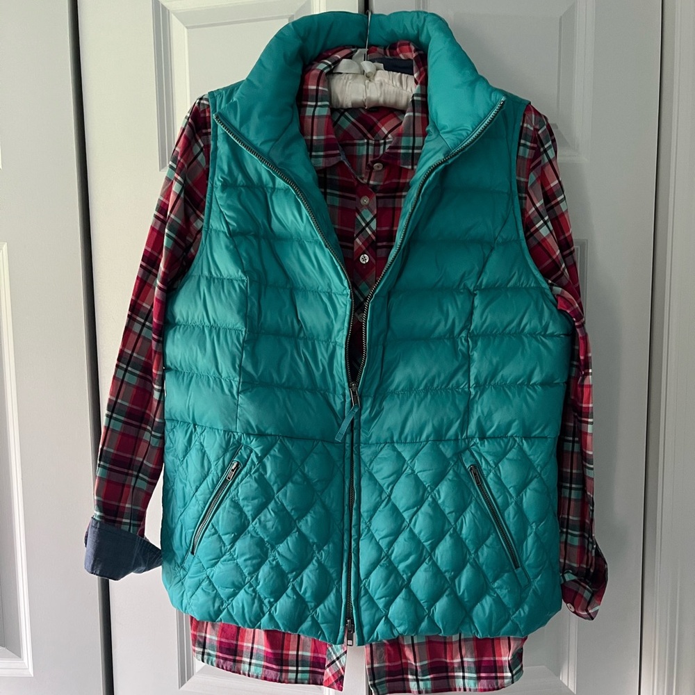 Talbots plaid shirt and matching vest